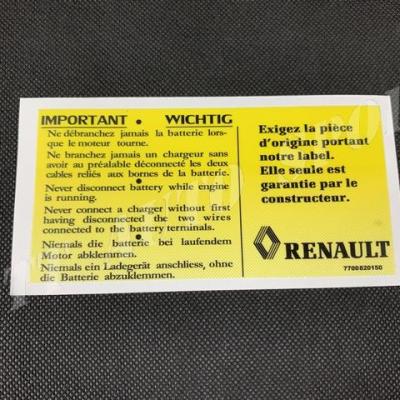 Sticker Renault Exigez Pièce Origine Batterie moteur C16 Williams